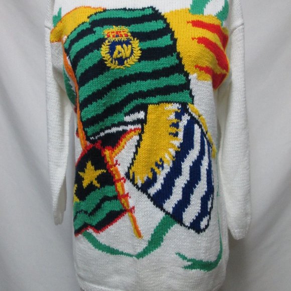 Adrienne Vittadini Vintage embroidered knit Sweater Size Size PM Petite Medium - Picture 2 of 14